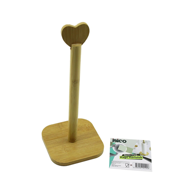 Kare Altlık=12x12cm Ahşap Bambu Kağıt Havluluk Kalp Başlı Sap=28.5cm Bx40