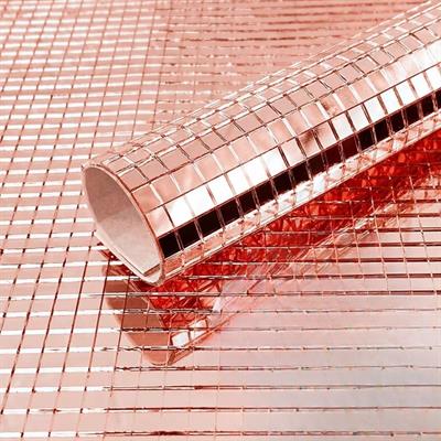 Kare Bronz Cam Mozaik Fayans Çıkartmaları El İşi Kare Cam Fayans Kendinden Yapışkanlı Aynalı Dekor Panel 30x30 Cm (3936)