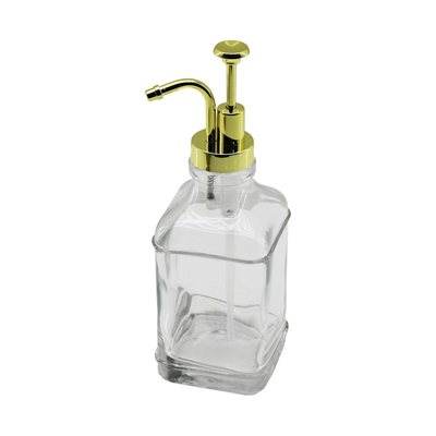 Kare Cam Şişe - Şeffaf Sıvı Sabunluk 500ml Pompa - Musluk Ayrık Model Başlı Bx40