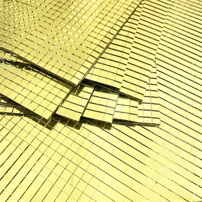 Kare Gold Cam Mozaik Fayans Çıkartmaları El İşi Kare Cam Fayans Kendinden Yapışkanlı Aynalı Dekor Panel 30x30 Cm Bx40