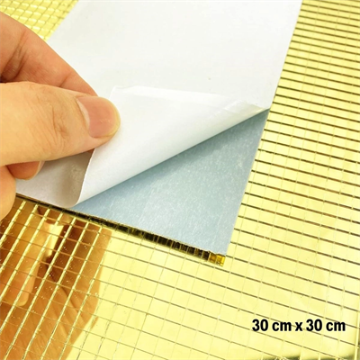 Kare Gold Cam Mozaik Fayans Çıkartmaları El İşi Kare Cam Fayans Kendinden Yapışkanlı Aynalı Dekor Panel 30x30 Cm Bx40
