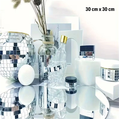 Kare Silver Cam Mozaik Fayans Çıkartmaları El İşi Kare Cam Fayans Kendinden Yapışkanlı Aynalı Dekor Panel 30x30 Cm Bx40