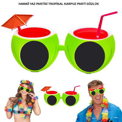 Karpuz Şekilli Tropikal Hawaii Yaza Merhaba Parti Gözlüğü