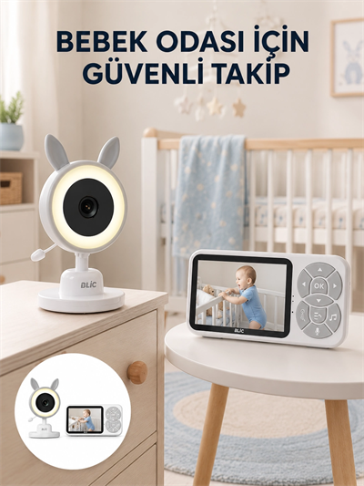 Karşılıklı Sesli Bebek Kamerası 4x Zoom Sıcaklık Sensörlü Yeni Nesil