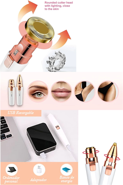 Kaş Bıyık Alma Epilatörü -Yüz Epilatör- Kıl Kaş Bıyık Tüy Alma Aleti- Epilasyon Çift Başlık Şarjlı