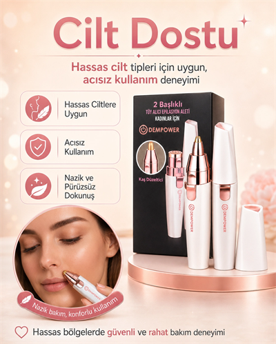 Kaş Düzeltici Başlıklı Kadın Epilasyon Cihazı Yüz ve Hassas Bölge Tüy Alma Aleti