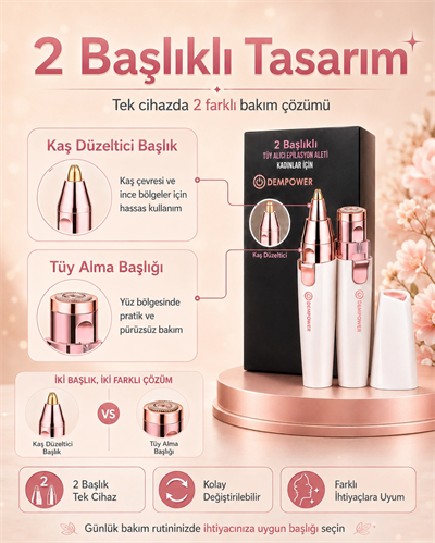 Kaş Düzeltici Başlıklı Kadın Epilasyon Cihazı Yüz ve Hassas Bölge Tüy Alma Aleti