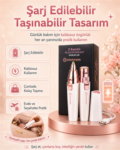 Kaş Düzeltici Başlıklı Kadın Epilasyon Cihazı Yüz ve Hassas Bölge Tüy Alma Aleti