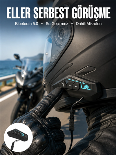 Kask Kulaklığı Motosiklet Intercom Interkom Dinleme Konuşma Özellikli Su Geçirmez