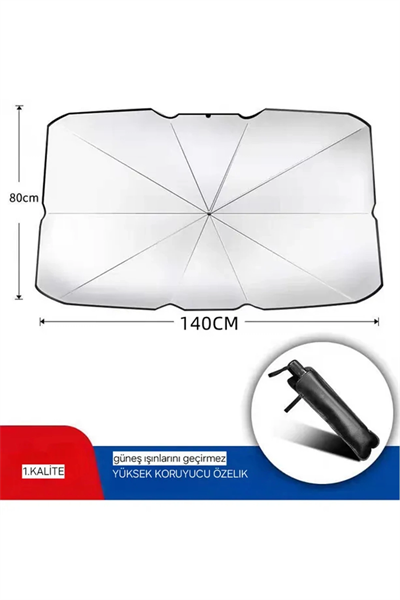 Katlanabilir Araba Ön Cam Güneşlik Şemsiye 140x79 cm UV Koruyucu Oto Gölgelik 1 Adet