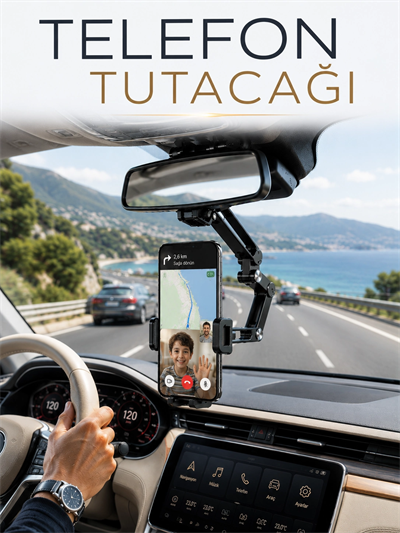 Katlanabilir Araç Telefon Tutucu Dikiz Aynasına Monte Telefon Standı