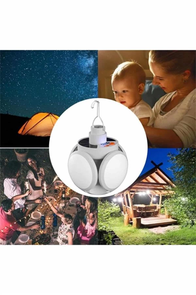Katlanabilir Askılı Kamp Lambası 5 Kanatlı Pratik Güneş Enerjili