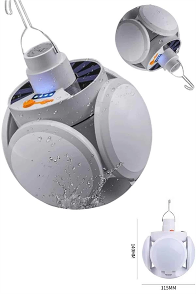 Katlanabilir Askılı Kamp Lambası 5 Kanatlı Pratik Güneş Enerjili