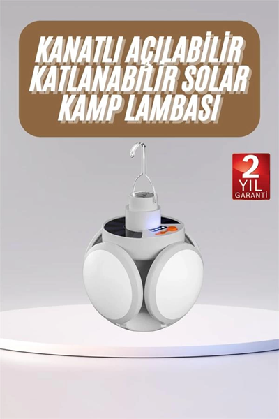 Katlanabilir Askılı Kamp Lambası 5 Kanatlı Pratik Güneş Enerjili