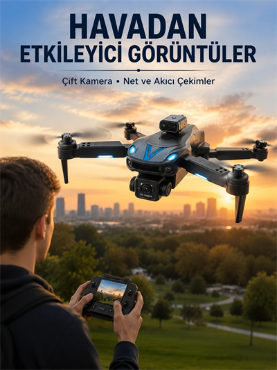 Katlanabilir Çift Kameralı Drone Uzaktan Kumandalı Hava Aracı
