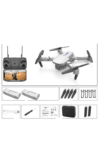Katlanabilir Çift Kameralı Wifi Bağlantılı Drone, Uzaktan Kumanda ve Akıllı Telefon Kontrolü, Siyah