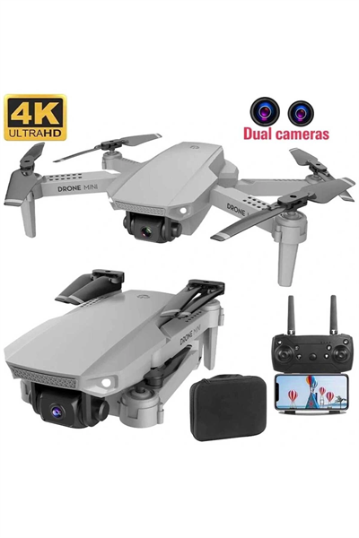 Katlanabilir Çift Kameralı Wifi Bağlantılı Drone, Uzaktan Kumanda ve Akıllı Telefon Kontrolü, Siyah