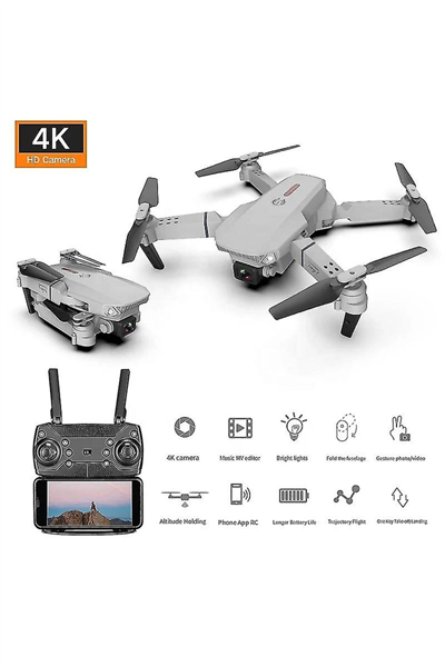 Katlanabilir Çift Kameralı Wifi Bağlantılı Drone, Uzaktan Kumanda ve Akıllı Telefon Kontrolü, Siyah