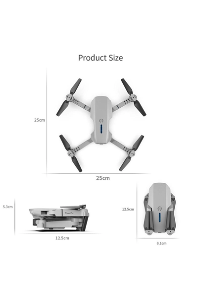 Katlanabilir Çift Kameralı Wifi Bağlantılı Drone, Uzaktan Kumanda ve Akıllı Telefon Kontrolü, Siyah