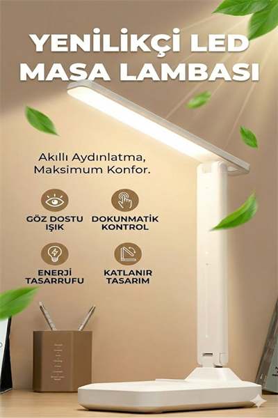 Katlanabilir Dokunmatik Kontrollü Göz Dostu Akıllı LED Masa Lambası – Enerji Tasarruflu