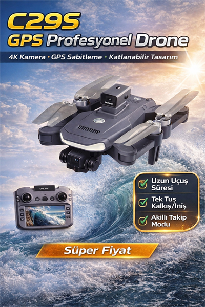 Katlanabilir GPS Drone ile 4K Kalitesinde Havadan Görüntü Alın ve Akıllı Takip Modunu Kullanın