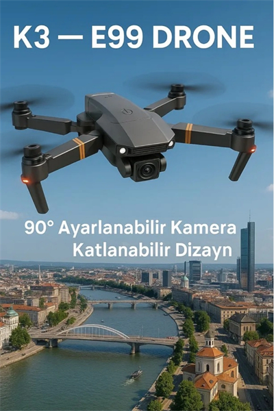 Katlanabilir HD Kameralı Drone, 500-1000 Metre Uçuş Mesafeli ve Ekstra Bataryalı