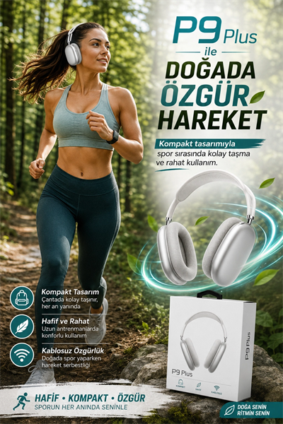 Katlanabilir Kablosuz Kulaklık Kulak Üstü Rahat Pedli Taşınabilir Stereo Model