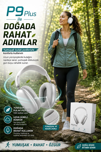 Katlanabilir Kablosuz Kulaklık Kulak Üstü Rahat Pedli Taşınabilir Stereo Model