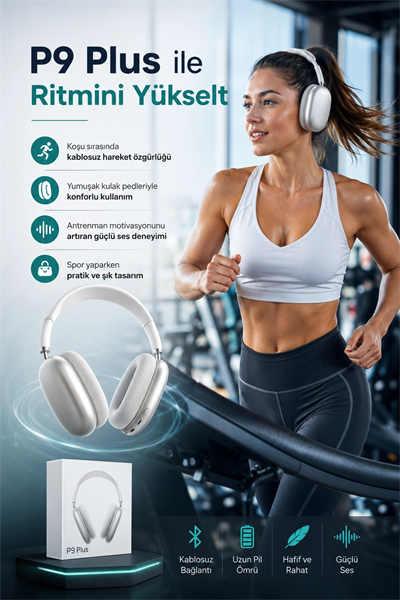 Katlanabilir Kablosuz Kulaklık Kulak Üstü Rahat Pedli Taşınabilir Stereo Model