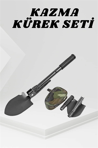 Katlanabilir Kamp Küreği Küçük Kazma Kürek Seti Pusulalı