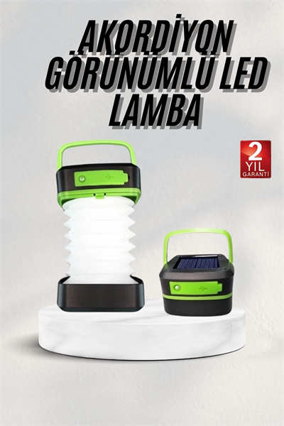 Katlanabilir Kamp Lambası Akordiyon Lamba Şarjlı 3 Kademeli Solar