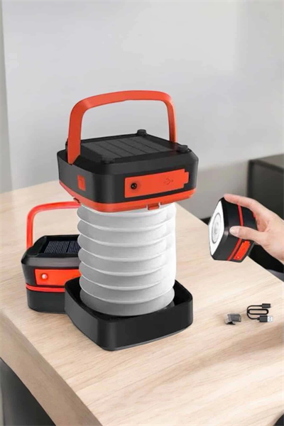 Katlanabilir Kamp Lambası Solar Fener Görünümlü 3 Kademeli Şarjlı