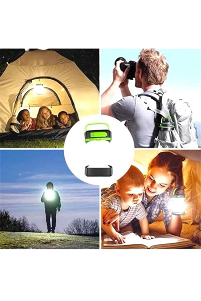 Katlanabilir Kamp Lambası Solar Fener Görünümlü 3 Kademeli Şarjlı