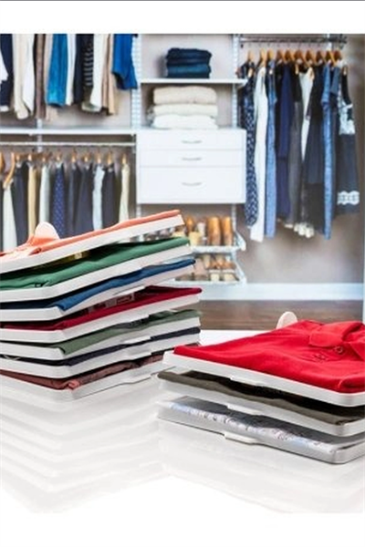 Katlanabilir Plastik Tişört Düzenleyici Aparat - 1 Adet, Dolap İçi Organizer BX-313490