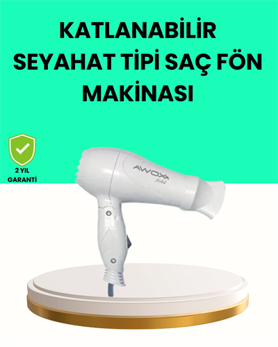 Katlanabilir Seyahat Tipi Saç Kurutma Makinesi Çift Kademeli Ayar