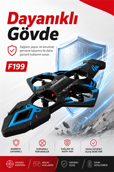 Katlanabilir Tasarımlı Uzaktan Kumandalı Drone 360 Derece Dönüş Ve Işıklı Uçuş Özellikli
