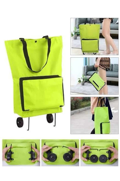 Katlanabilir Tekerlekli Çantalı Çarşı Pazar Arabası Alışveriş Çantası Piknik Çantası