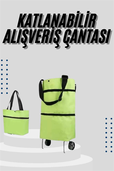 Katlanabilir Tekerlekli Çantalı Çarşı Pazar Arabası Alışveriş Çantası Piknik Çantası