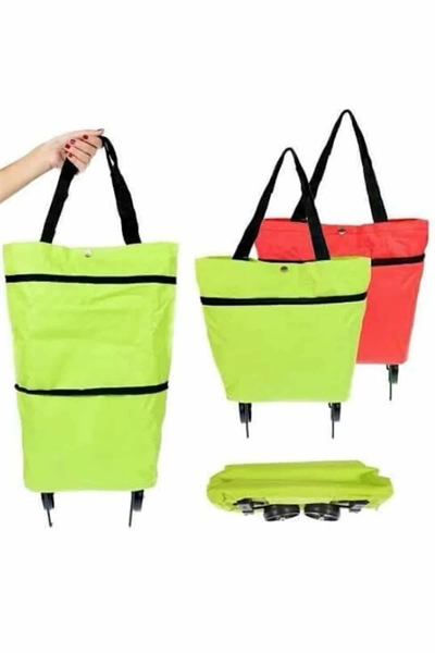 Katlanabilir Tekerlekli Pazar Market Çarşı Arabası Market Alışveriş Çantası