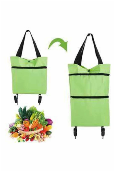 Katlanabilir Tekerlekli Pazar Market Çarşı Arabası Market Alışveriş Çantası