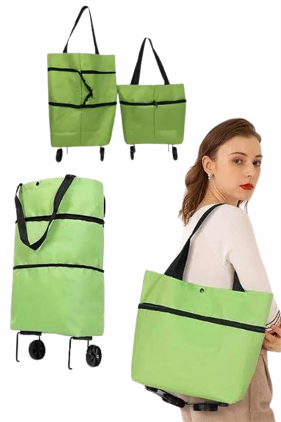 Katlanabilir Tekerlekli Pazar Market Çarşı Arabası Market Alışveriş Çantası