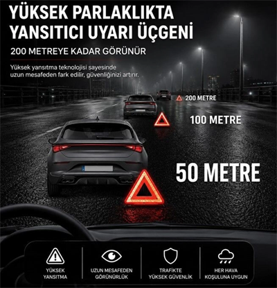 Katlanabilir Üçgen Acil Durum  Reflektörü