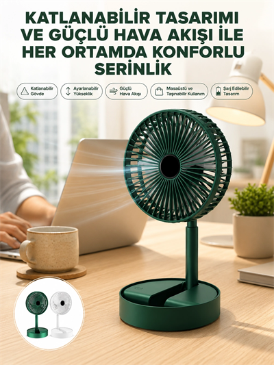 Katlanabilir Usb Şarjlı Masaüstü Soğutucu Mini Fan Telefon Tutucu