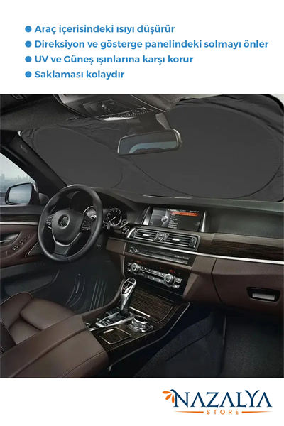Katlanır Araba Ön Cam Güneşliği Metalize Isı Yalıtımlı Yazlık 150x70cm Otomobil Aksesuarı