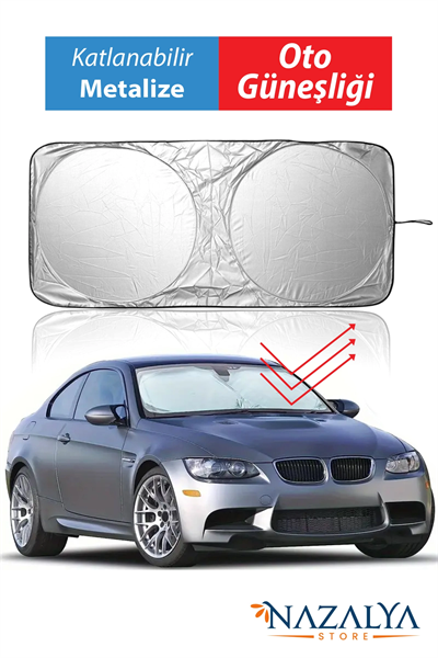 Katlanır Araba Ön Cam Güneşliği Metalize Isı Yalıtımlı Yazlık 150x70cm Otomobil Aksesuarı
