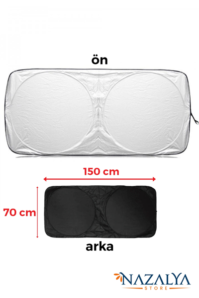 Katlanır Araba Ön Cam Güneşliği Metalize Isı Yalıtımlı Yazlık 150x70cm Otomobil Aksesuarı