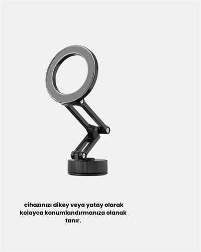 Katlanır Manyetik Araç İçi Telefon Tutucu – 360° Dönebilen, MagSafe Uyumlu, Güçlü Mıknatıslı Tasarım