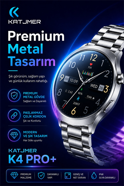 Kavisli Cam Tasarımlı Akıllı Saat AMOLED Ekran Üç Kordonlu Günlük Kullanım Seti
