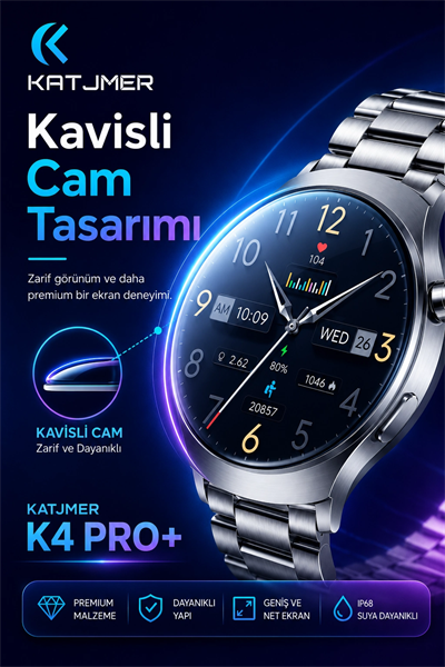 Kavisli Cam Tasarımlı Akıllı Saat AMOLED Ekran Üç Kordonlu Günlük Kullanım Seti