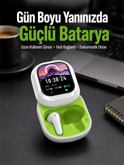 Kayar Kapak Tasarımlı Dokunmatik Ekranlı Kablosuz Bluetooth Kulaklık